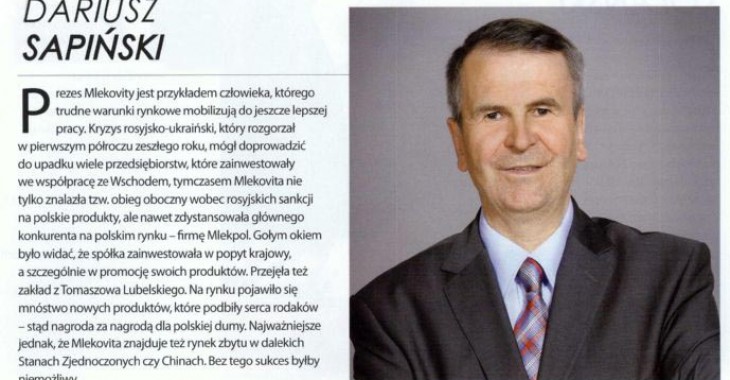 Prezes MLEKOVITA znalazł się w gronie najbardziej wpływowych mężczyzn w Polsce