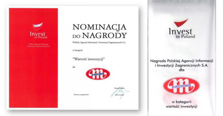 MLEKOVITA z główną nagrodą PAIiIZ za najbardziej znaczącą inwestycję 2015 MLEKOVITA z główną nagrodą PAIiIZ za najbardziej znaczącą inwestycję 2015