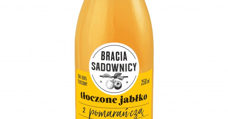 Tłoczone Jabłko z pomarańczą oraz Musujące Jabłko i pomarańcza Braci Sadowników Tłoczone Jabłko z pomarańczą oraz Musujące Jabłko i pomarańcza Braci Sadowników