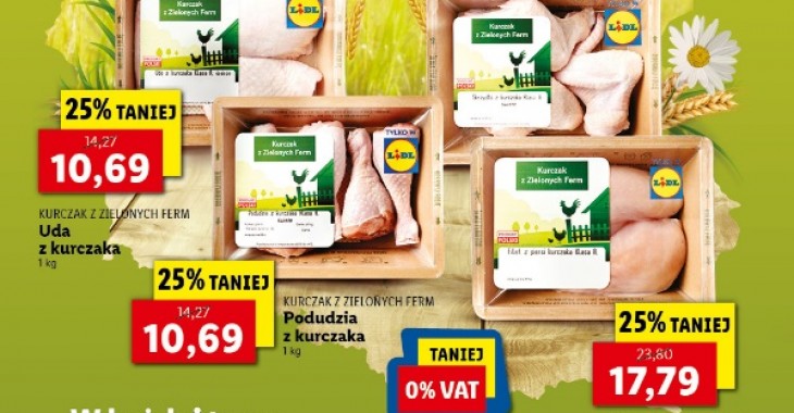 Kurczak z Zielonych Ferm 25% taniej – promocyjna oferta w Lidl Polska Kurczak z Zielonych Ferm 25% taniej – promocyjna oferta w Lidl Polska